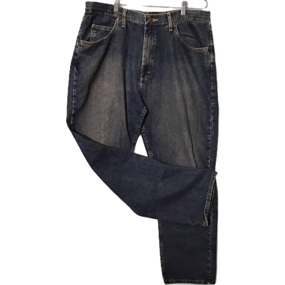 NEW-NWT- Wrangler- 36"x32" Relaxed Fit- WASHED RIPPED DENIM DARK BLUE STYLE